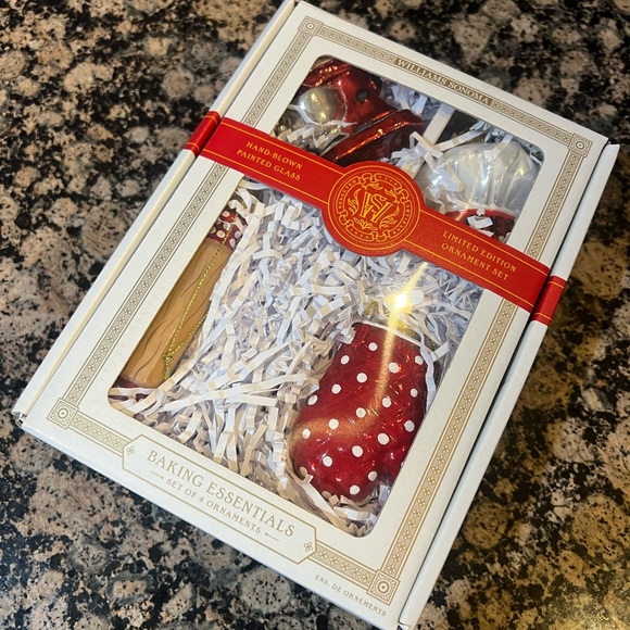 Williams Sonoma NWT Baking Essentials Christmas Glass Ornaments, Set of 4 - Picture 2 of 2
